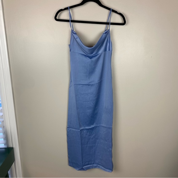 NEW WeWoreWhat Cowl Midi Dress Slate Blue Silk Size 00 XXS Who Wore What - Picture 2 of 10